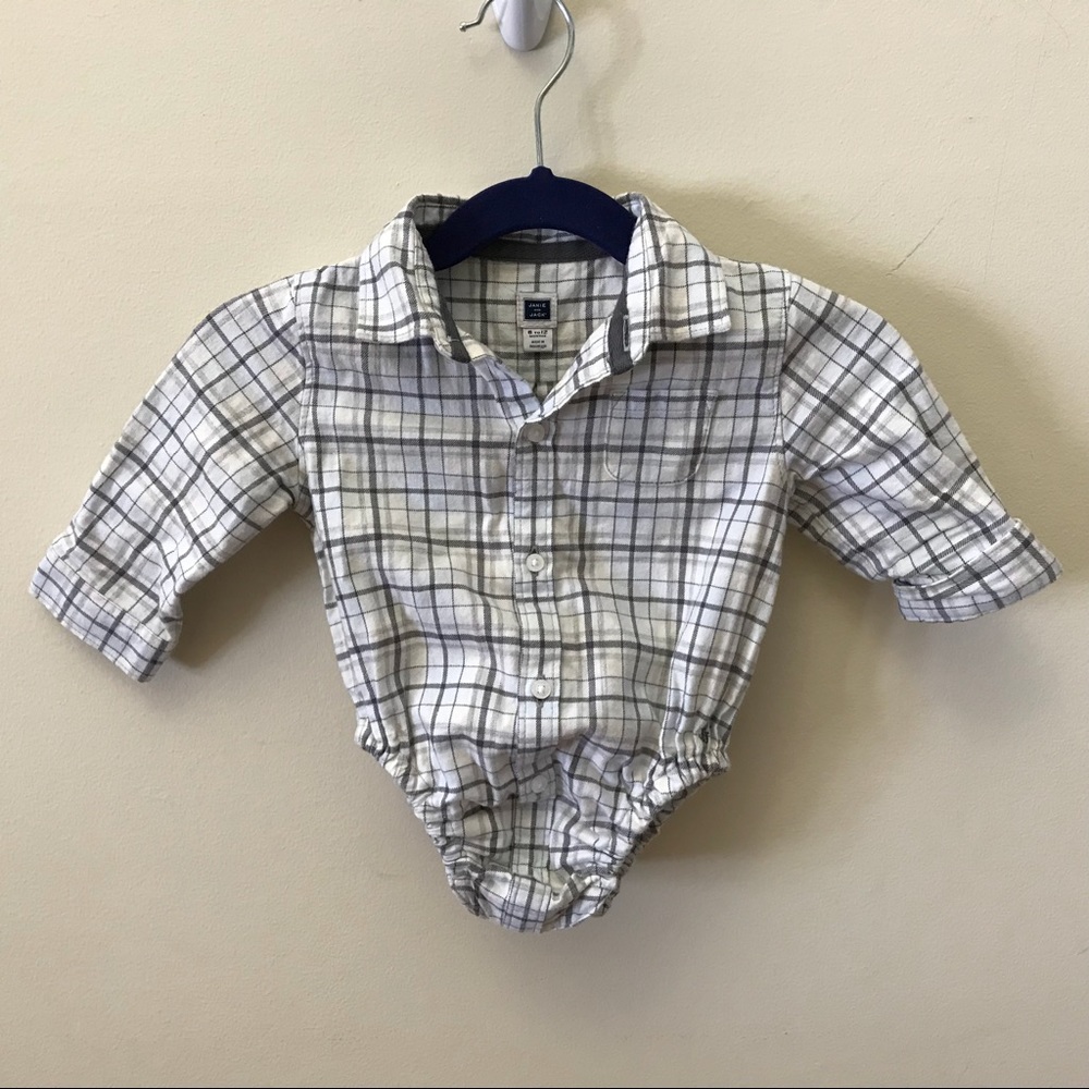 Janie and Jack flannel plaid button up shirt